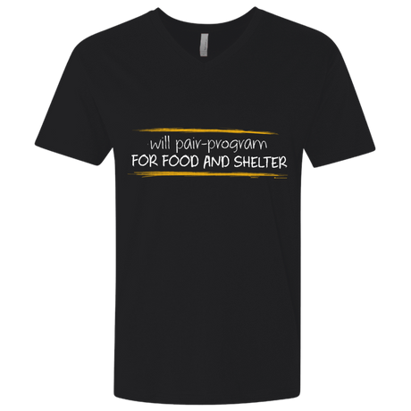 T-Shirts Black / X-Small Pair Programming For Food And Shelter Men's Premium V-Neck