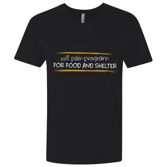 T-Shirts Black / X-Small Pair Programming For Food And Shelter Men's Premium V-Neck
