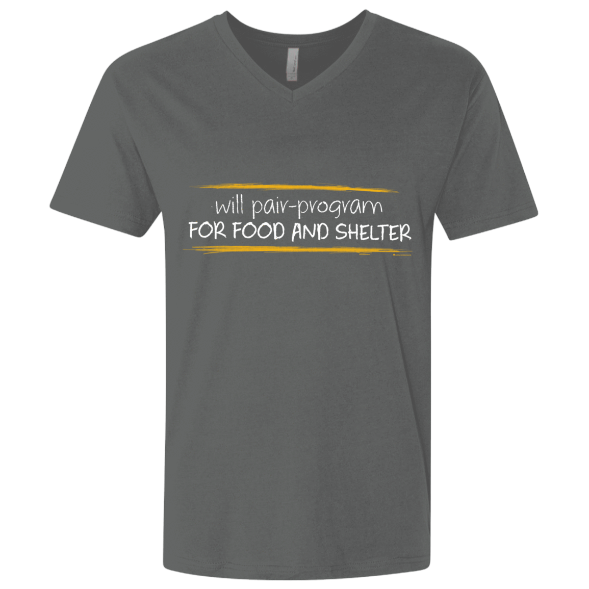 T-Shirts Heavy Metal / X-Small Pair Programming For Food And Shelter Men's Premium V-Neck