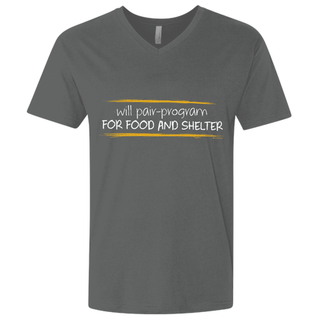 T-Shirts Heavy Metal / X-Small Pair Programming For Food And Shelter Men's Premium V-Neck