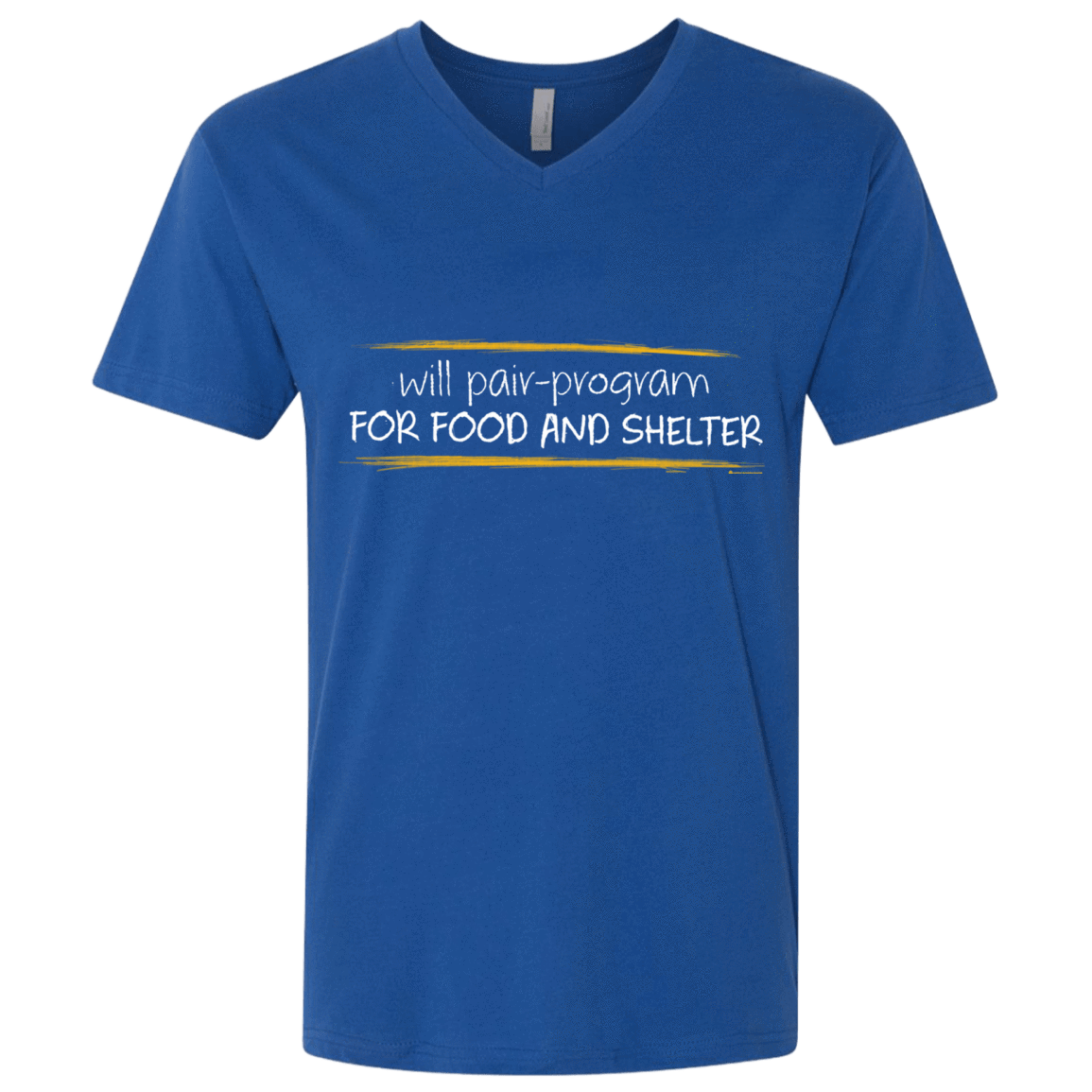 T-Shirts Royal / X-Small Pair Programming For Food And Shelter Men's Premium V-Neck