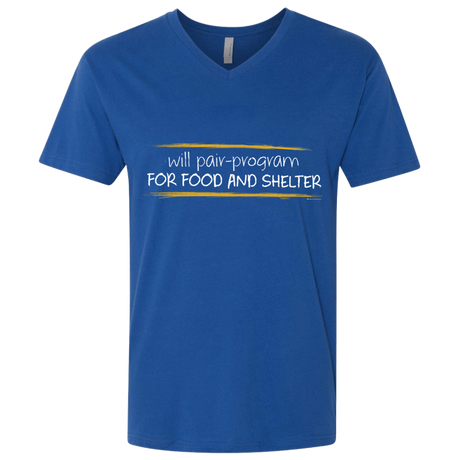 T-Shirts Royal / X-Small Pair Programming For Food And Shelter Men's Premium V-Neck