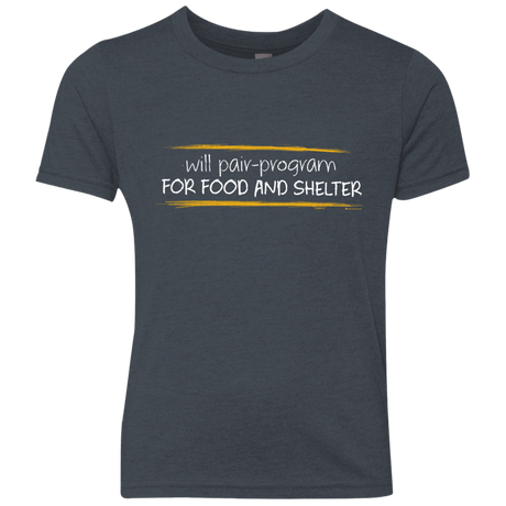 T-Shirts Vintage Navy / YXS Pair Programming For Food And Shelter Youth Triblend T-Shirt