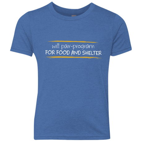 T-Shirts Vintage Royal / YXS Pair Programming For Food And Shelter Youth Triblend T-Shirt