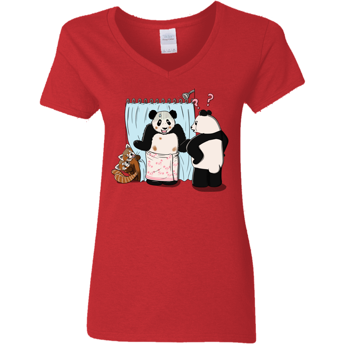 T-Shirts Red / S Panda Infidelity Women's V-Neck T-Shirt