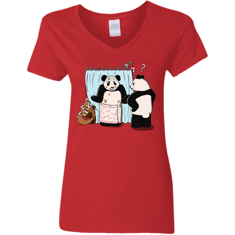 T-Shirts Red / S Panda Infidelity Women's V-Neck T-Shirt