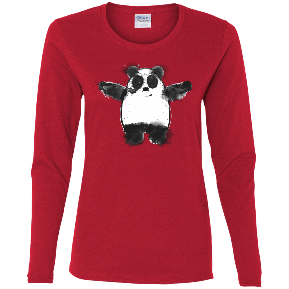 T-Shirts Red / S Panda Ink Women's Long Sleeve T-Shirt