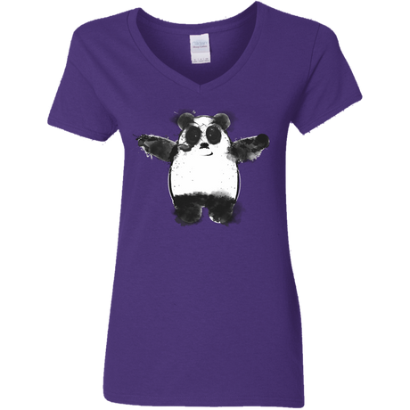 T-Shirts Purple / S Panda Ink Women's V-Neck T-Shirt