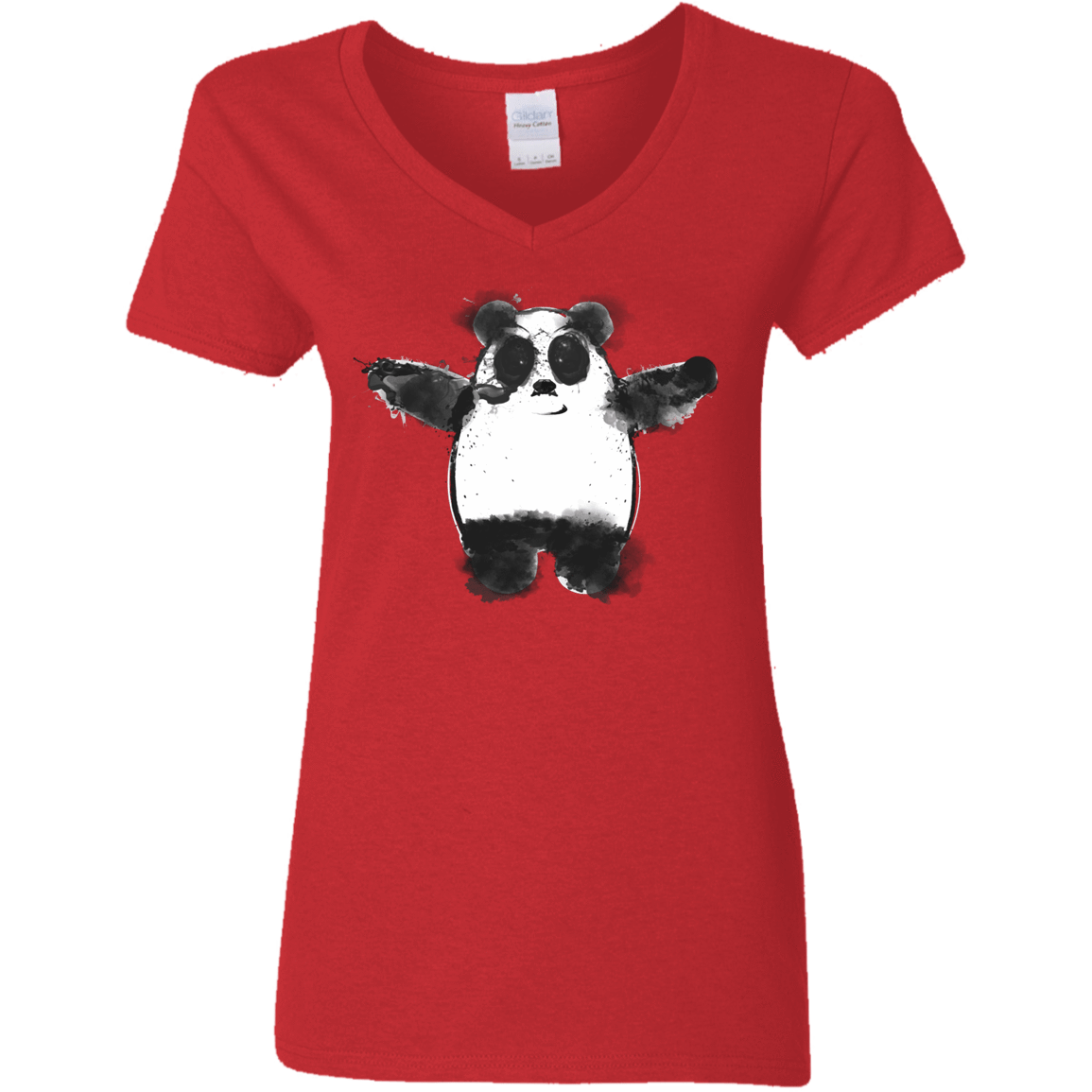 T-Shirts Red / S Panda Ink Women's V-Neck T-Shirt