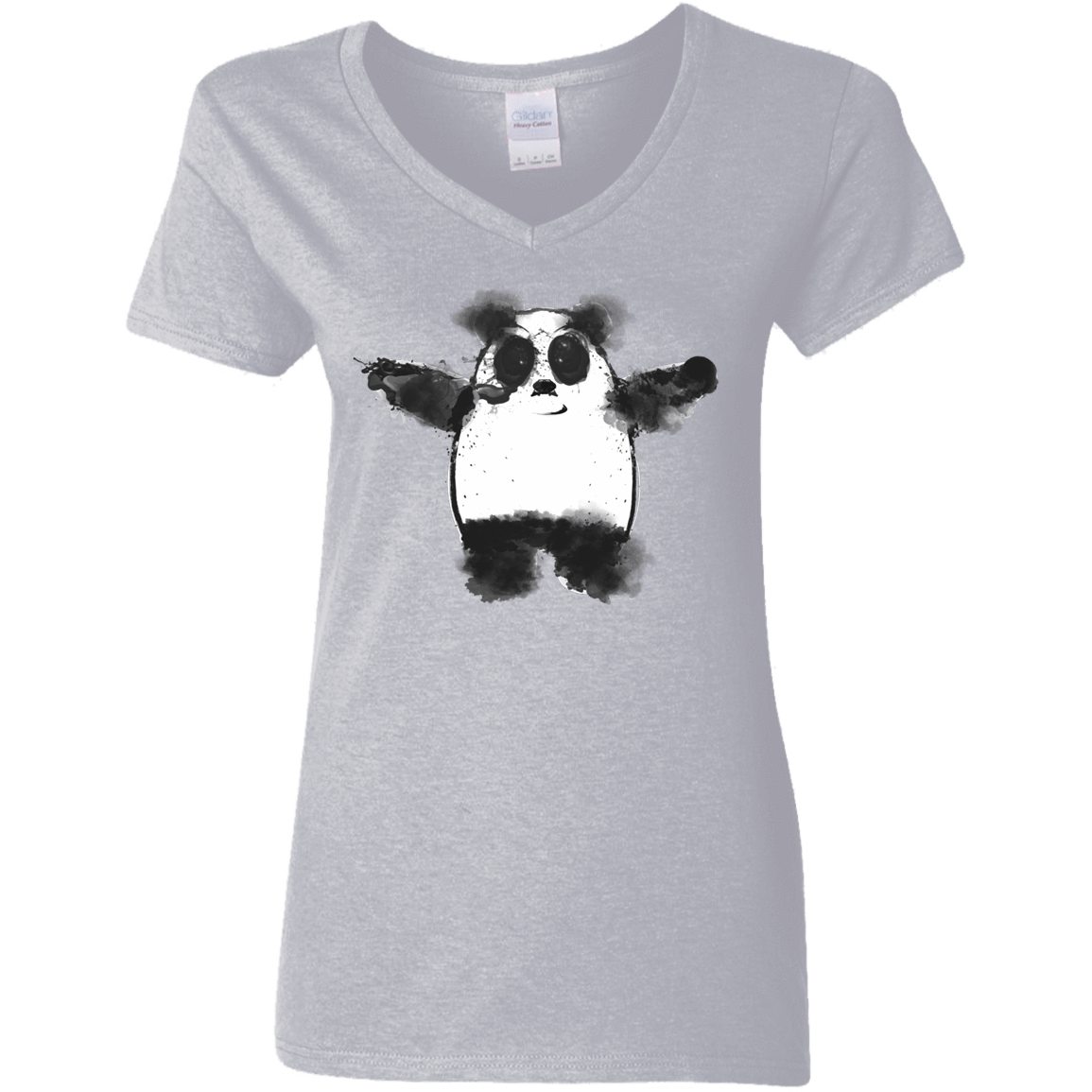 T-Shirts Sport Grey / S Panda Ink Women's V-Neck T-Shirt