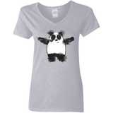 T-Shirts Sport Grey / S Panda Ink Women's V-Neck T-Shirt