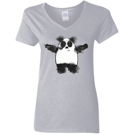 T-Shirts Sport Grey / S Panda Ink Women's V-Neck T-Shirt