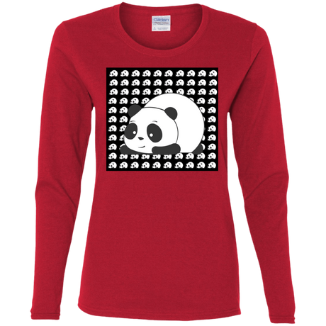 T-Shirts Red / S Panda Women's Long Sleeve T-Shirt