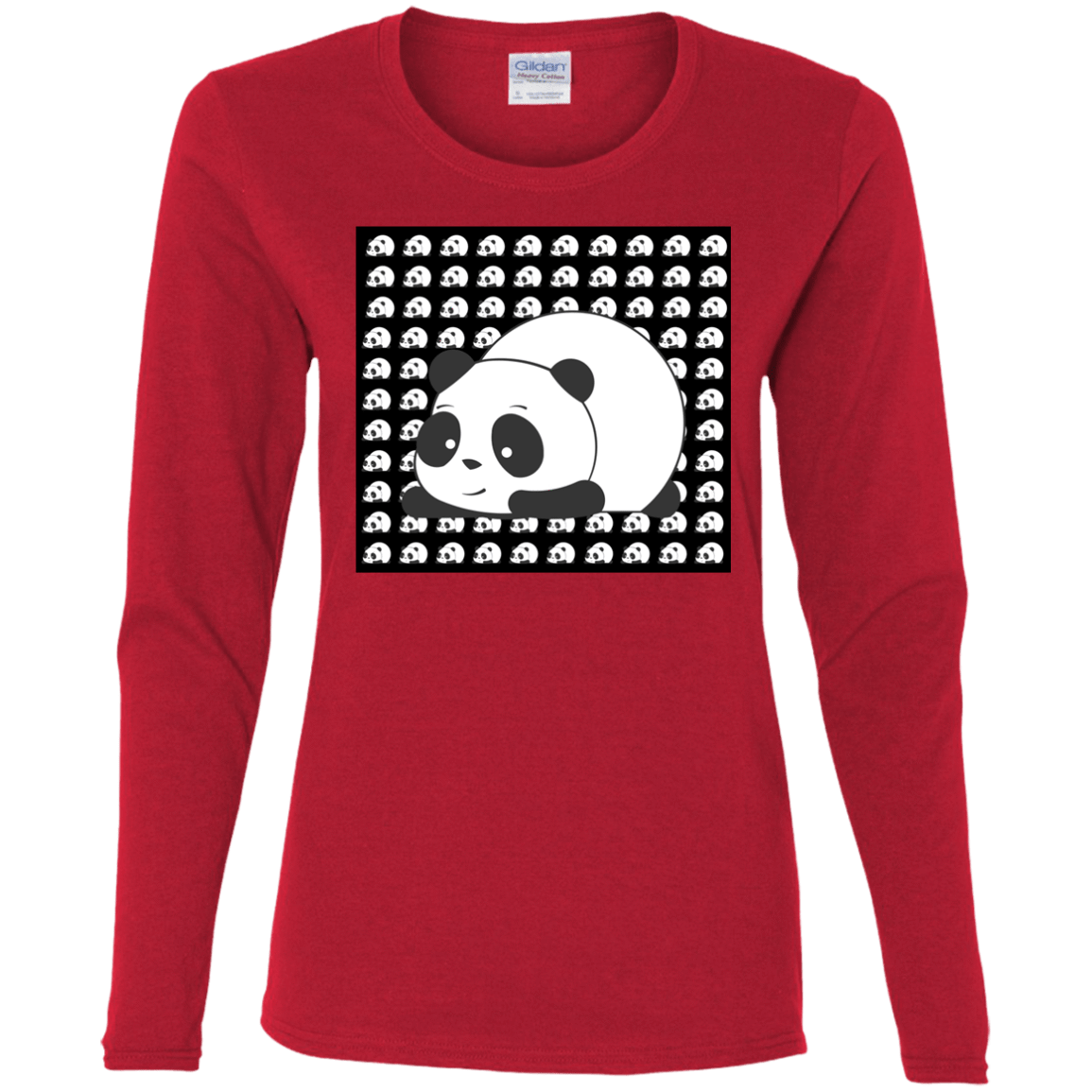 T-Shirts Red / S Panda Women's Long Sleeve T-Shirt