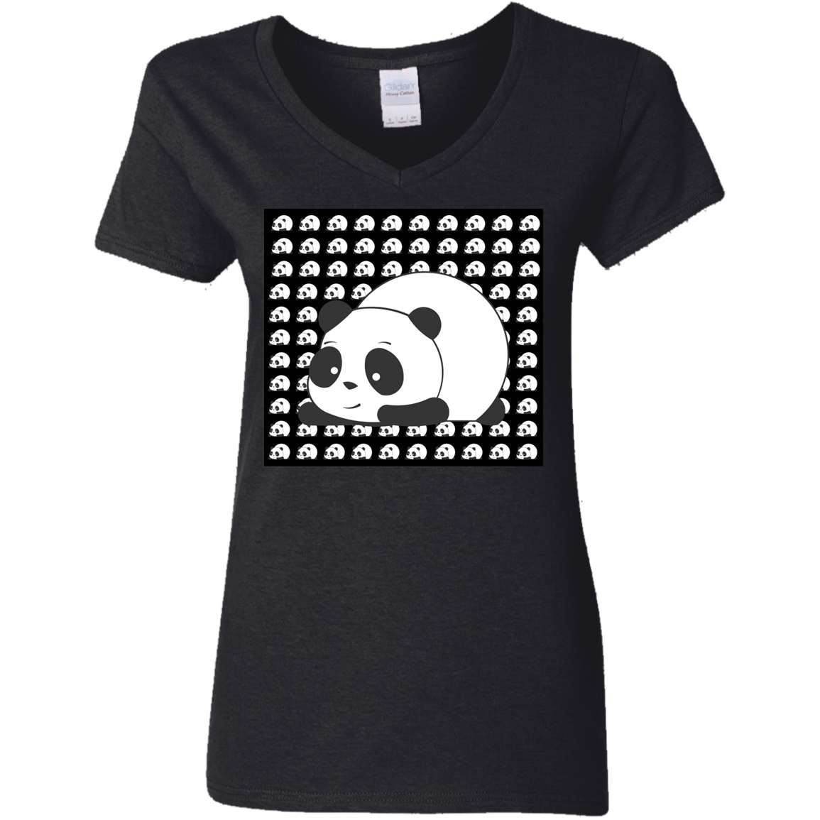 T-Shirts Black / S Panda Women's V-Neck T-Shirt