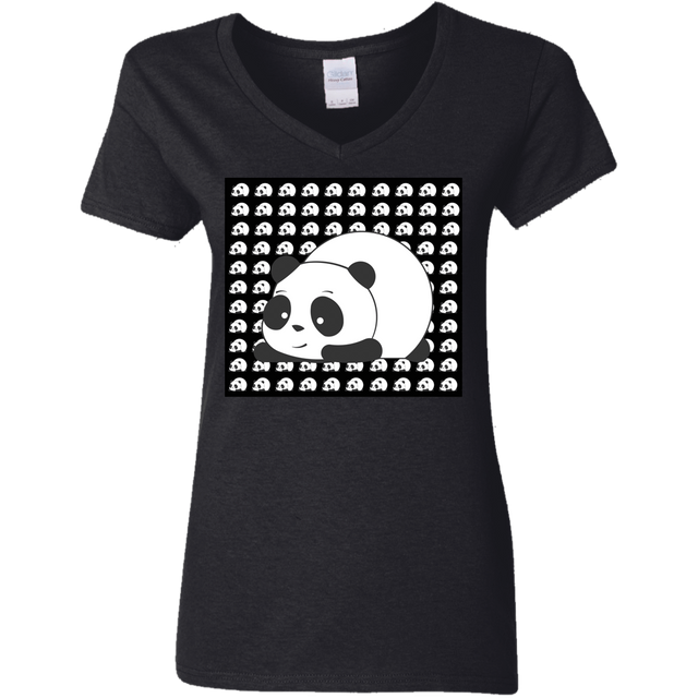 T-Shirts Black / S Panda Women's V-Neck T-Shirt