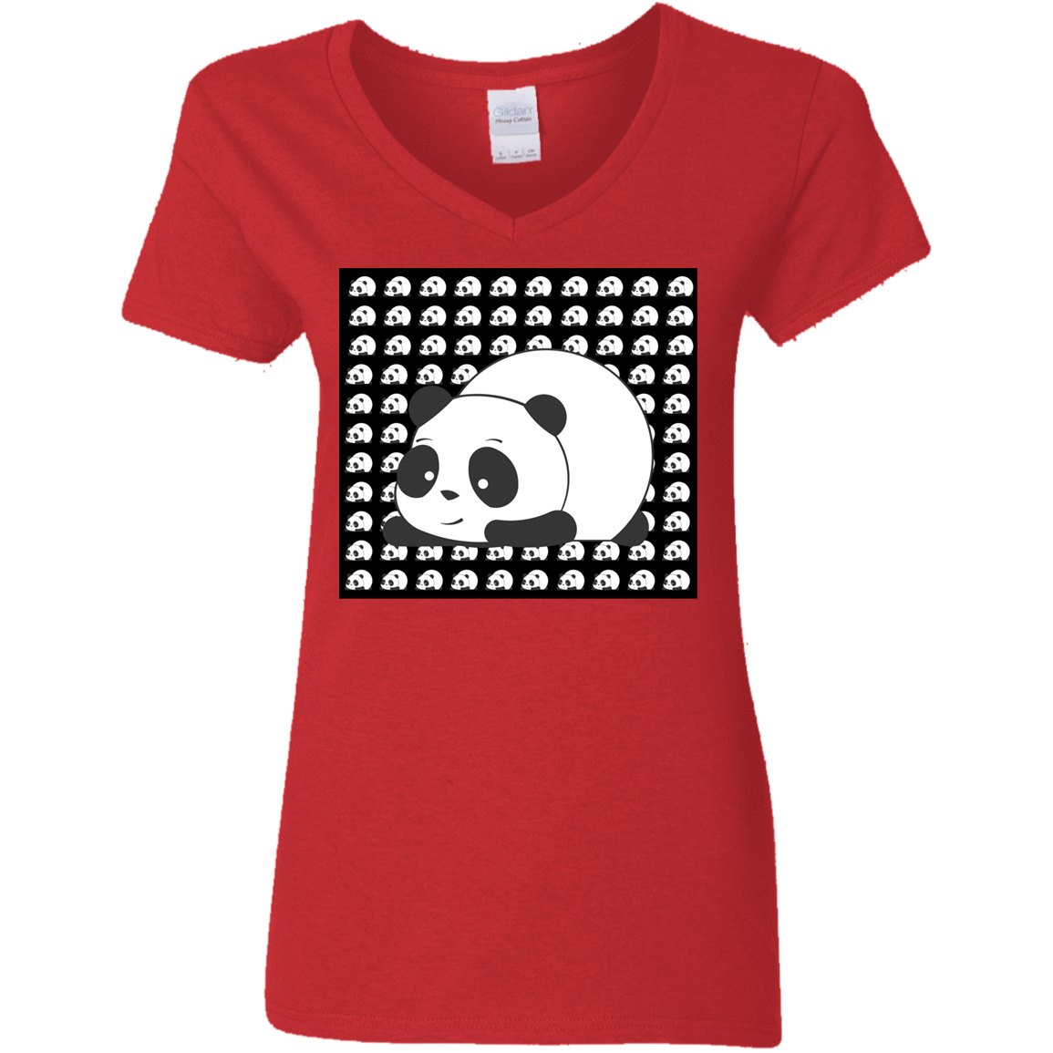 T-Shirts Red / S Panda Women's V-Neck T-Shirt