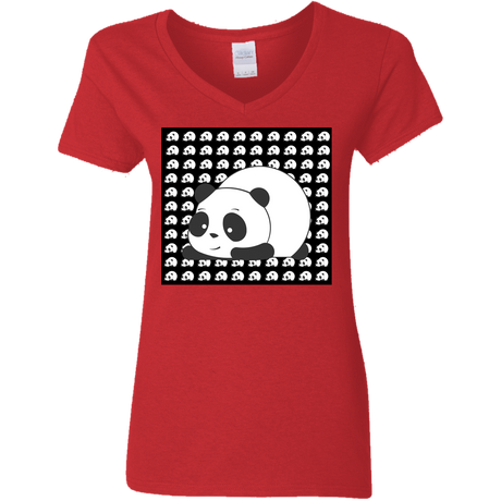 T-Shirts Red / S Panda Women's V-Neck T-Shirt