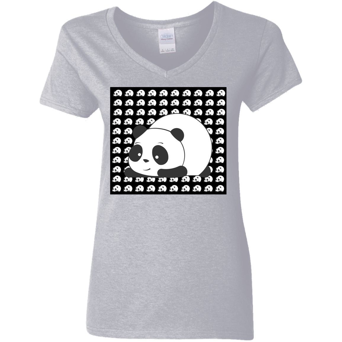 T-Shirts Sport Grey / S Panda Women's V-Neck T-Shirt