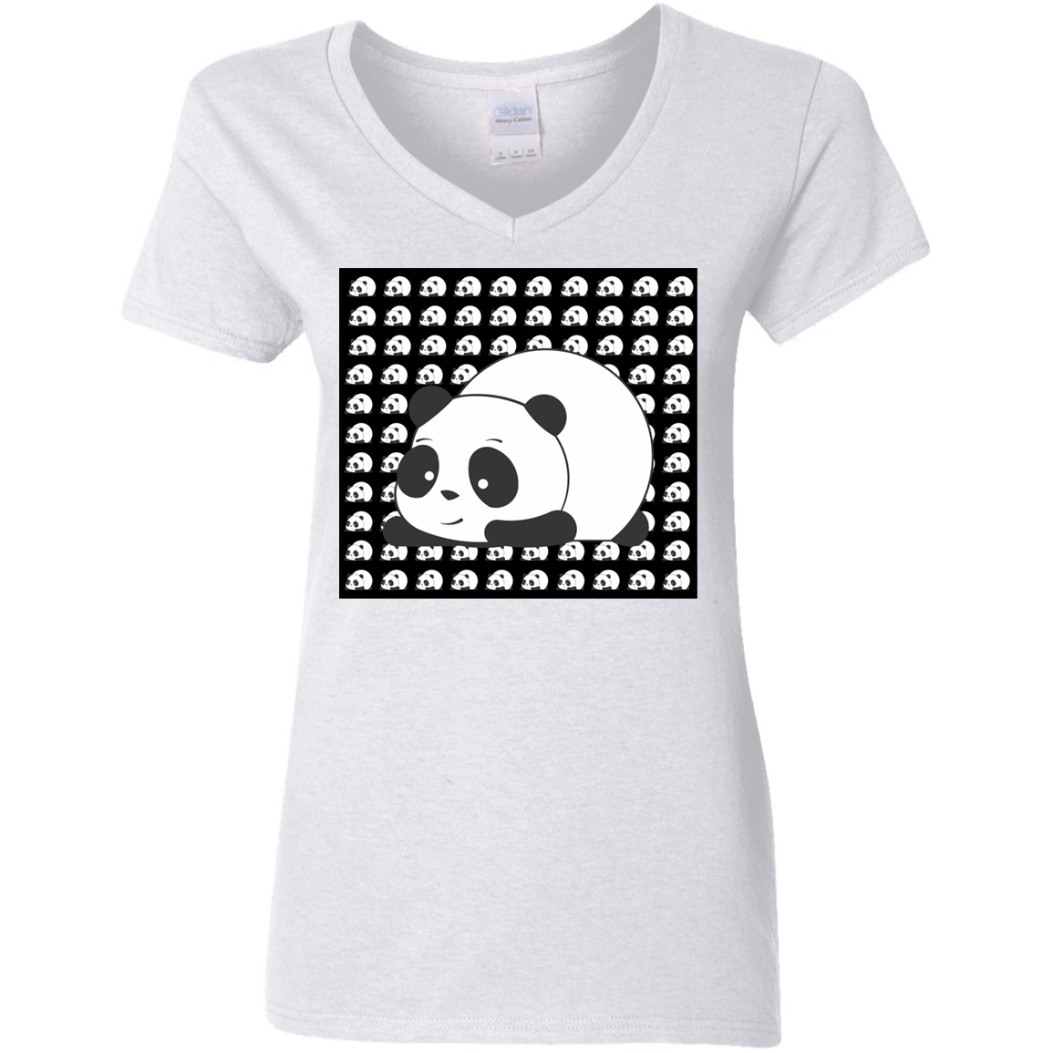 T-Shirts White / S Panda Women's V-Neck T-Shirt