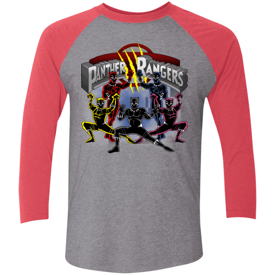 T-Shirts Premium Heather/Vintage Red / X-Small Panther Rangers Men's Triblend 3/4 Sleeve