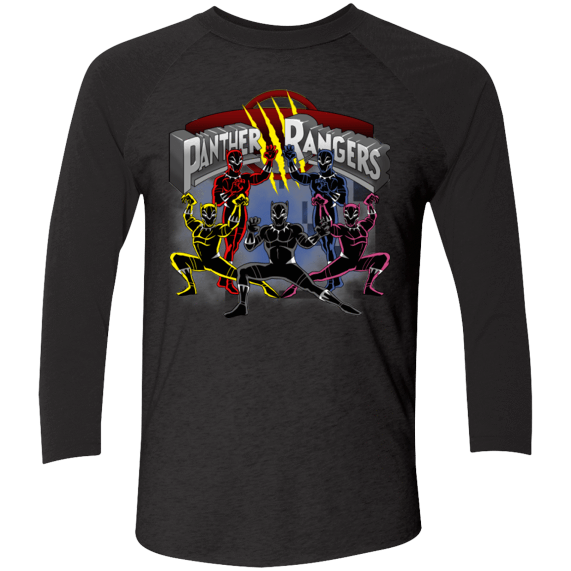 T-Shirts Vintage Black/Vintage Black / X-Small Panther Rangers Men's Triblend 3/4 Sleeve