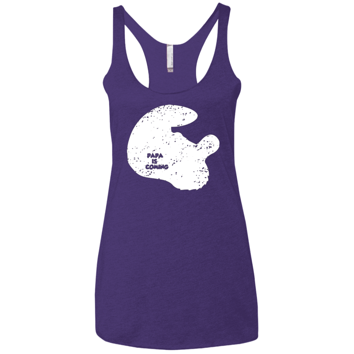 T-Shirts Purple / X-Small Papa Is Coming Women's Triblend Racerback Tank