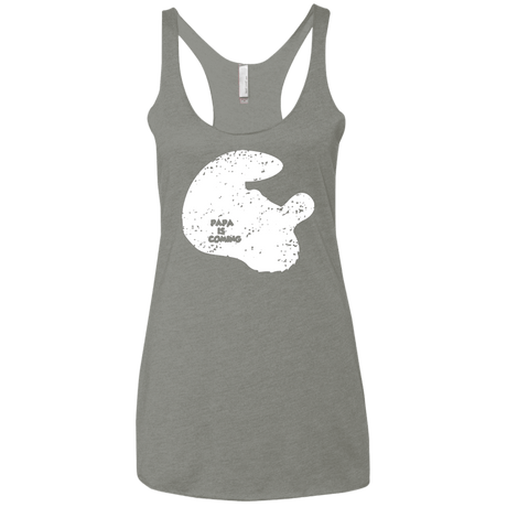 T-Shirts Venetian Grey / X-Small Papa Is Coming Women's Triblend Racerback Tank