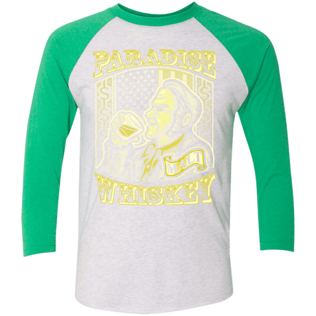 T-Shirts Heather White/Envy / X-Small Paradise Whiskey Men's Triblend 3/4 Sleeve