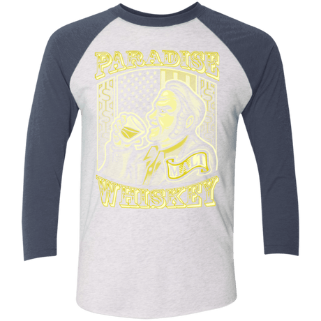 T-Shirts Heather White/Indigo / X-Small Paradise Whiskey Men's Triblend 3/4 Sleeve
