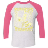 T-Shirts Heather White/Vintage Pink / X-Small Paradise Whiskey Men's Triblend 3/4 Sleeve