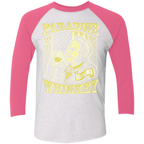 T-Shirts Heather White/Vintage Pink / X-Small Paradise Whiskey Men's Triblend 3/4 Sleeve