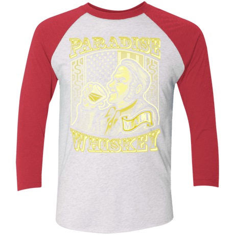 T-Shirts Heather White/Vintage Red / X-Small Paradise Whiskey Men's Triblend 3/4 Sleeve
