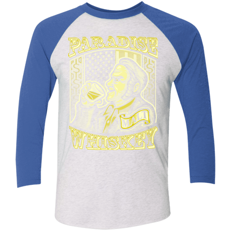 T-Shirts Heather White/Vintage Royal / X-Small Paradise Whiskey Men's Triblend 3/4 Sleeve