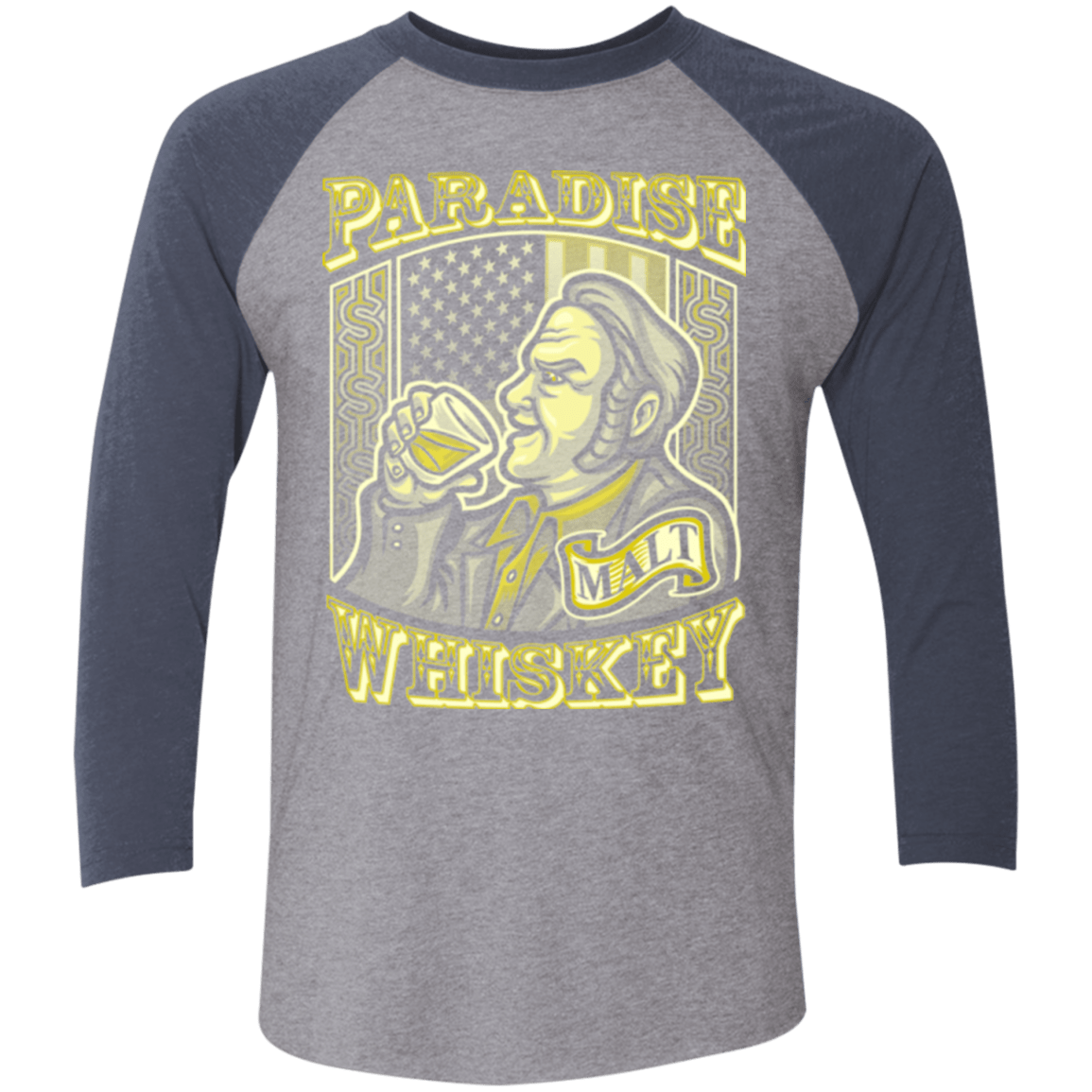 T-Shirts Premium Heather/ Vintage Navy / X-Small Paradise Whiskey Men's Triblend 3/4 Sleeve