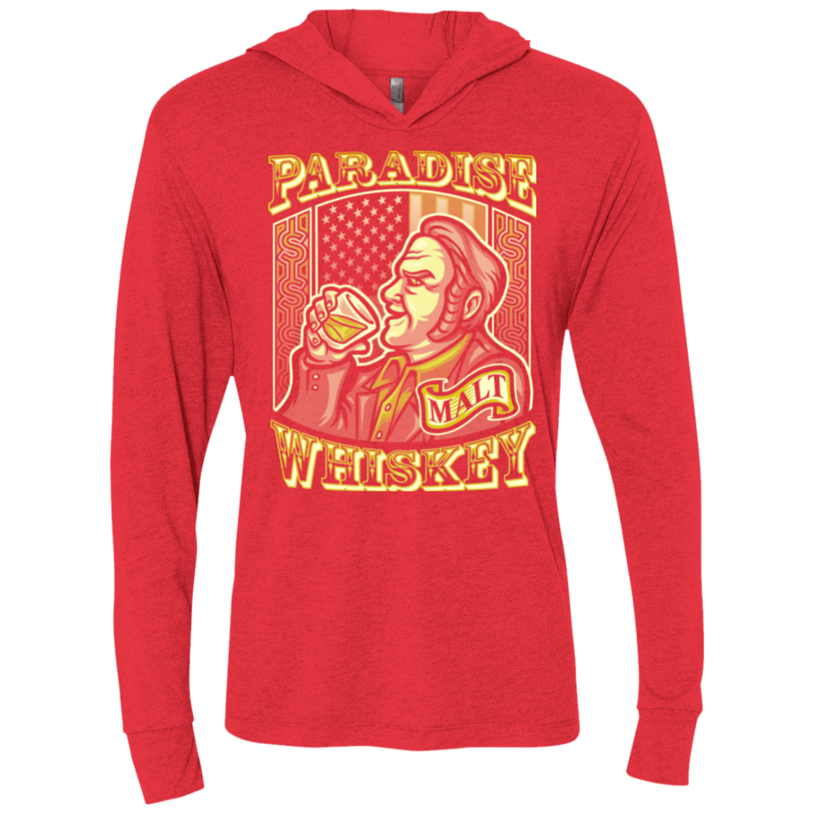 T-Shirts Vintage Red / X-Small Paradise Whiskey Triblend Long Sleeve Hoodie Tee
