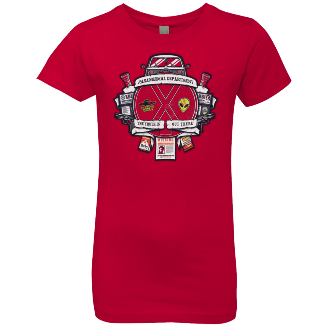 T-Shirts Red / YXS Paranormal files Crest Girls Premium T-Shirt