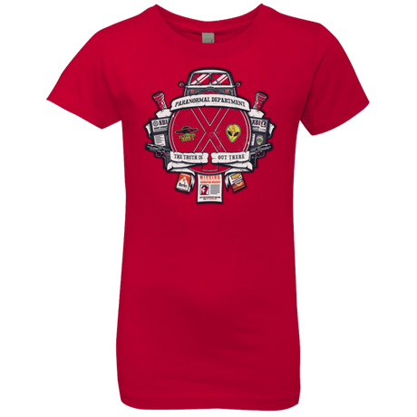 T-Shirts Red / YXS Paranormal files Crest Girls Premium T-Shirt