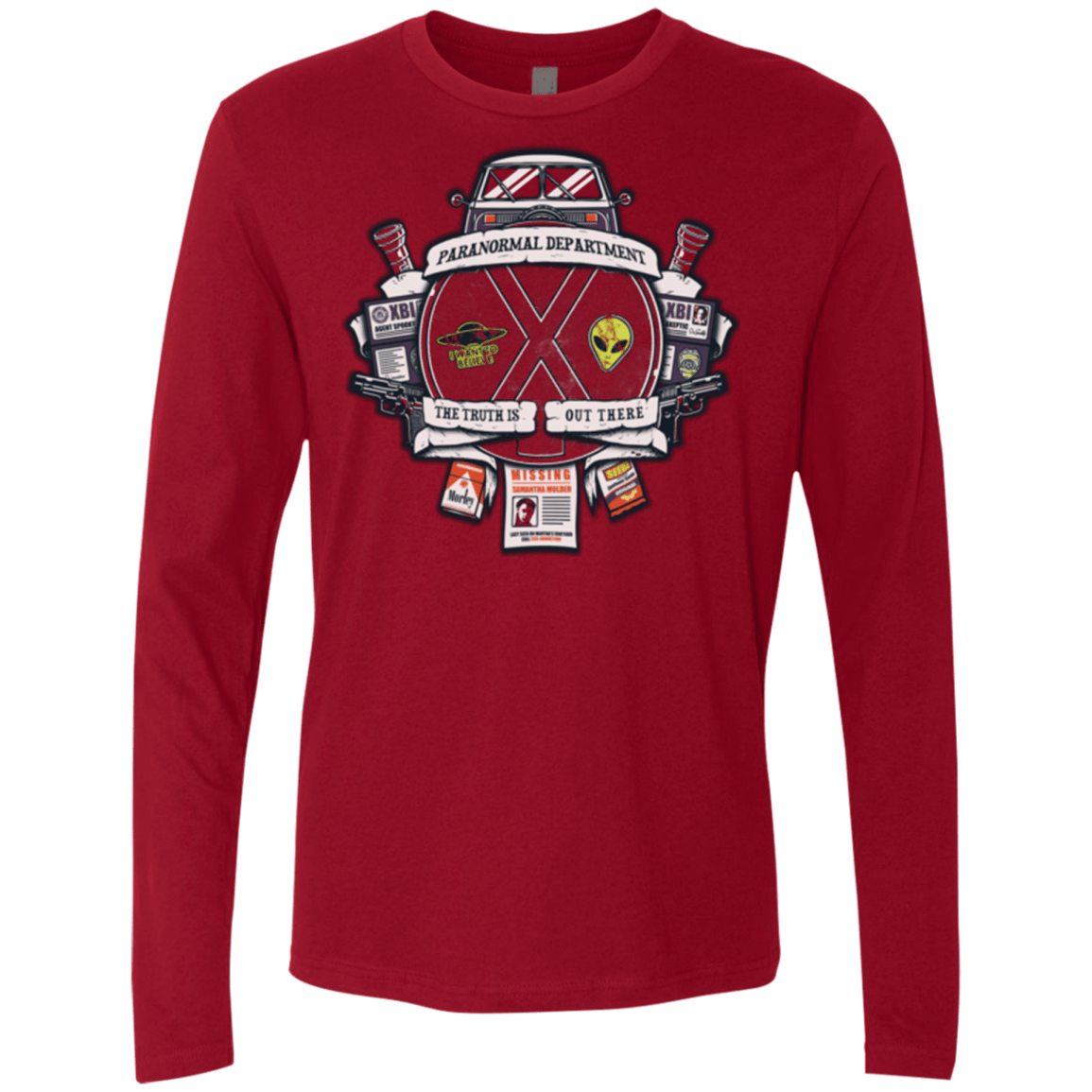 T-Shirts Cardinal / Small Paranormal files Crest Men's Premium Long Sleeve