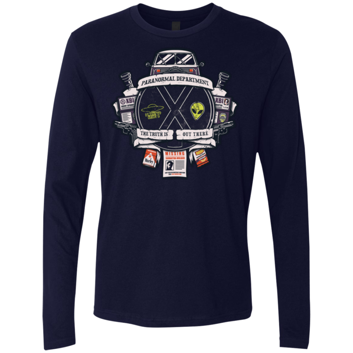 T-Shirts Midnight Navy / Small Paranormal files Crest Men's Premium Long Sleeve
