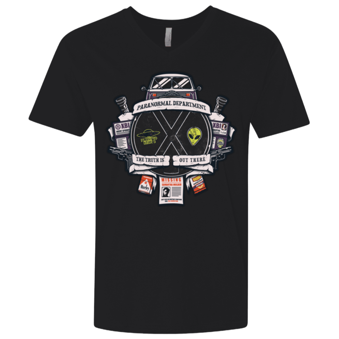 T-Shirts Black / X-Small Paranormal files Crest Men's Premium V-Neck
