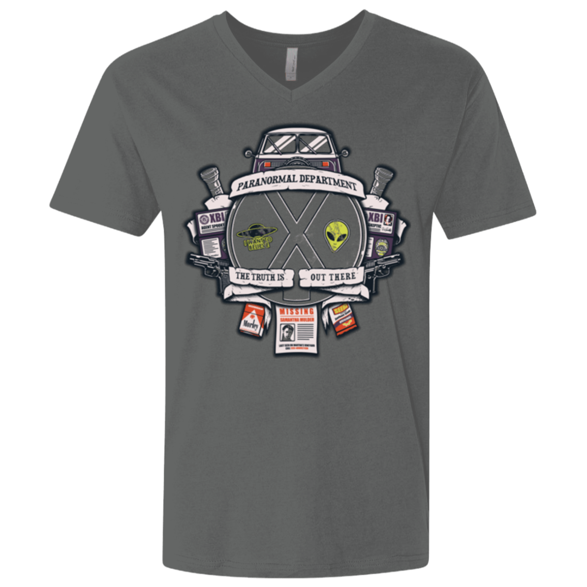 T-Shirts Heavy Metal / X-Small Paranormal files Crest Men's Premium V-Neck