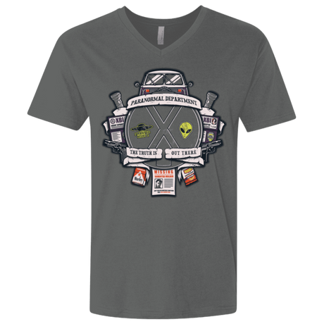 T-Shirts Heavy Metal / X-Small Paranormal files Crest Men's Premium V-Neck