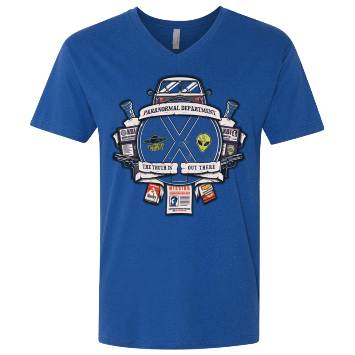 T-Shirts Royal / X-Small Paranormal files Crest Men's Premium V-Neck