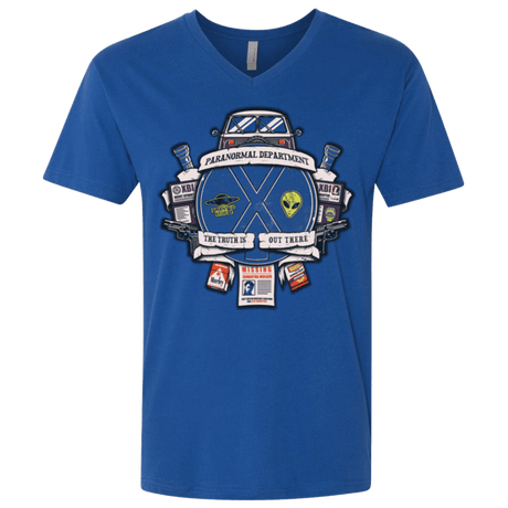 T-Shirts Royal / X-Small Paranormal files Crest Men's Premium V-Neck