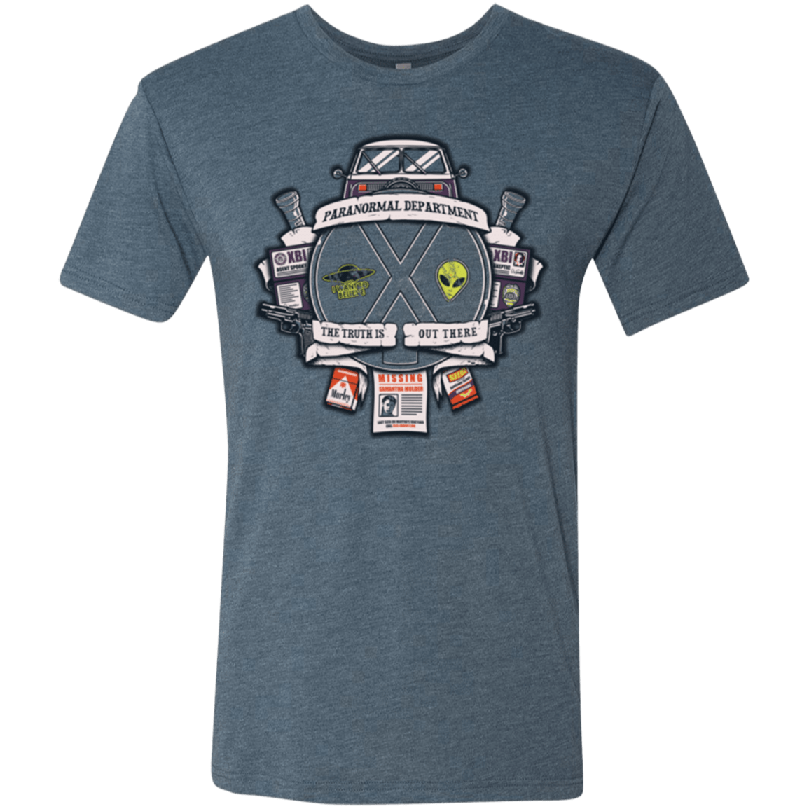 T-Shirts Indigo / Small Paranormal files Crest Men's Triblend T-Shirt