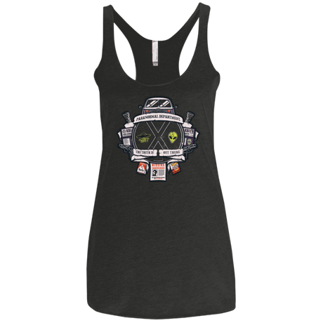 T-Shirts Vintage Black / X-Small Paranormal files Crest Women's Triblend Racerback Tank