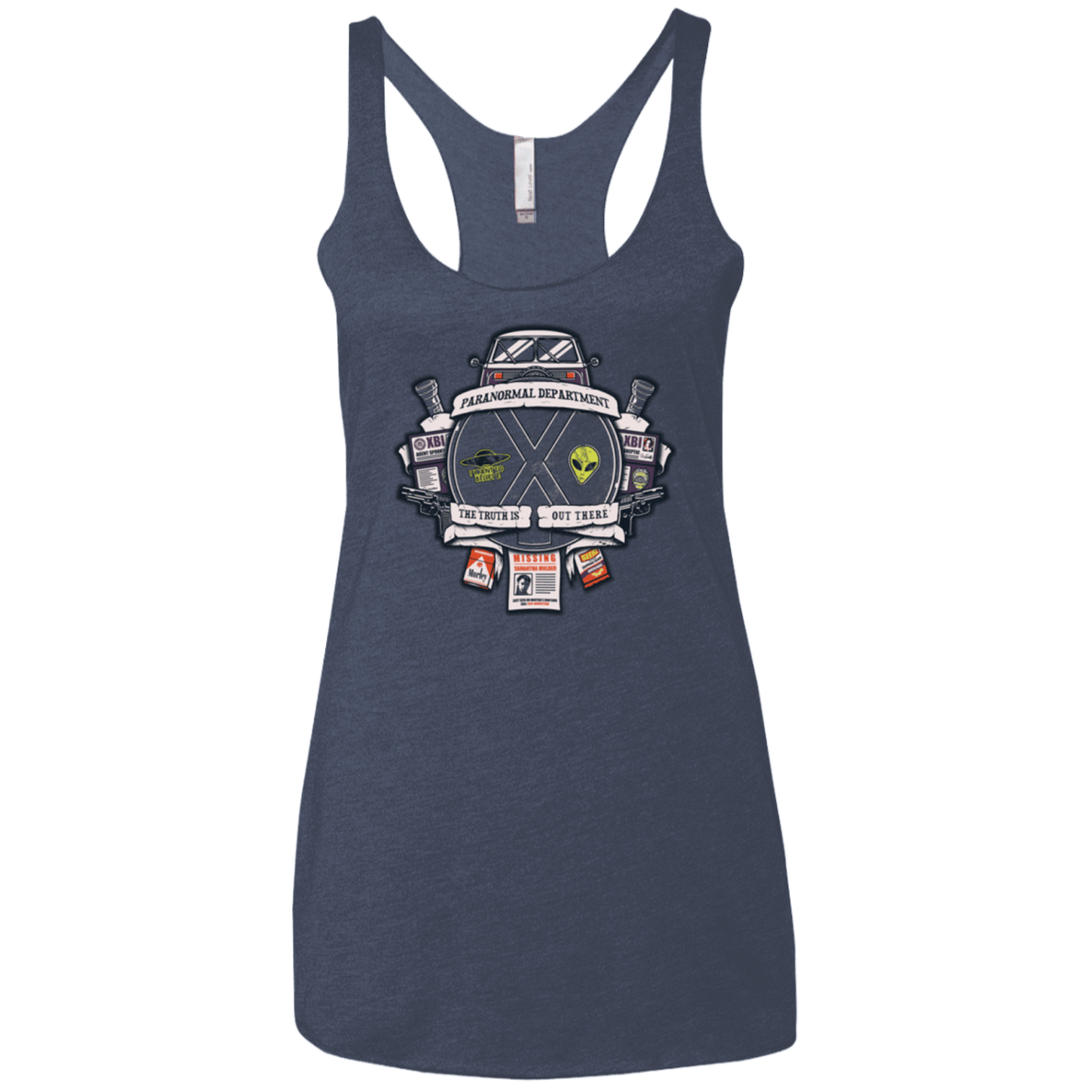 T-Shirts Vintage Navy / X-Small Paranormal files Crest Women's Triblend Racerback Tank