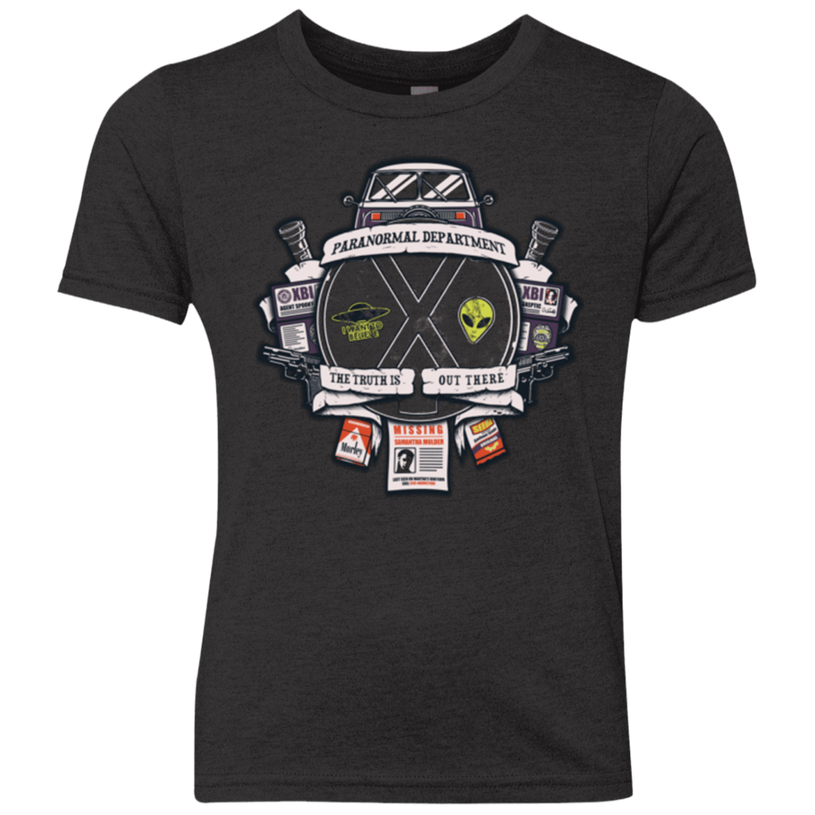 T-Shirts Vintage Black / YXS Paranormal files Crest Youth Triblend T-Shirt
