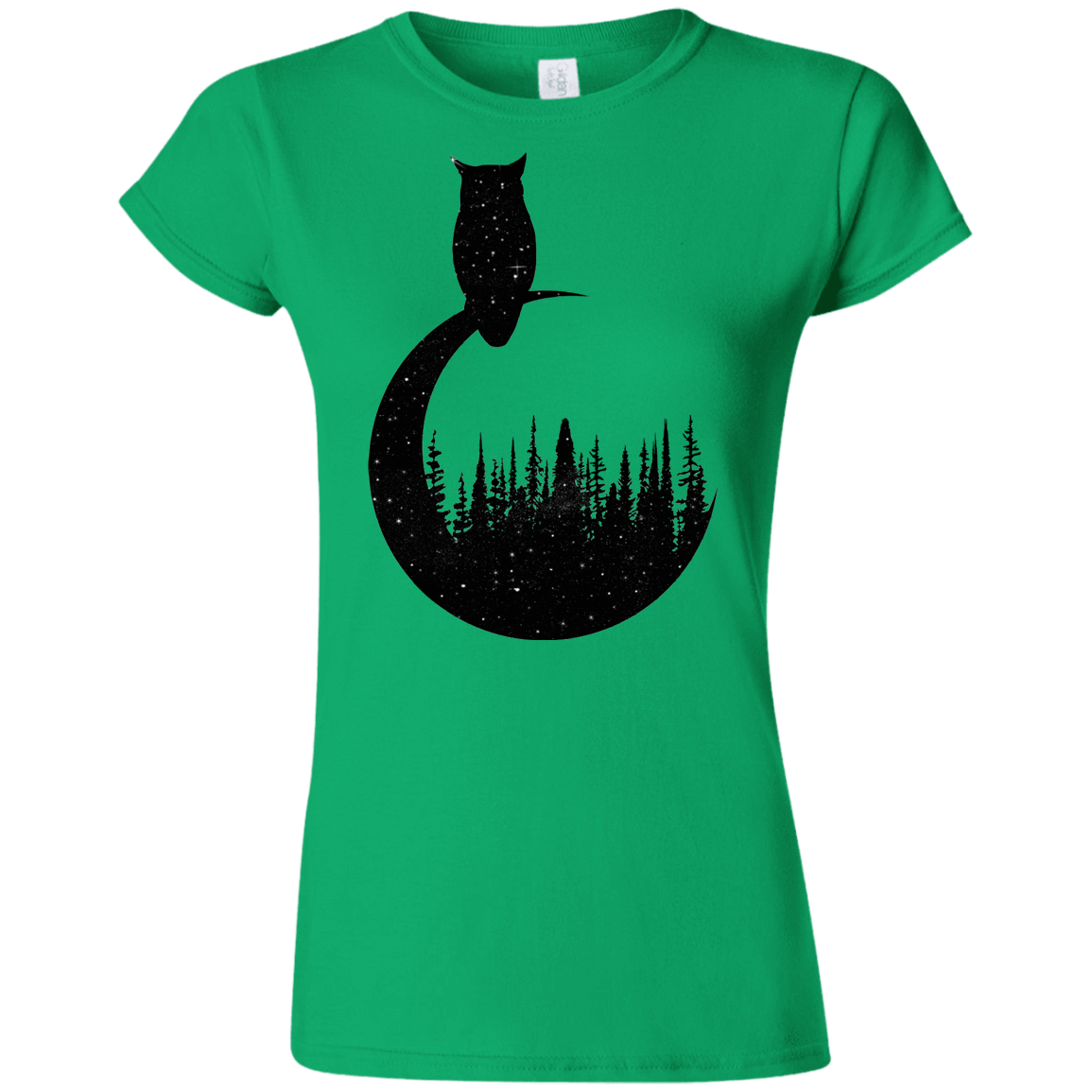 T-Shirts Irish Green / S Perched Owl Junior Slimmer-Fit T-Shirt